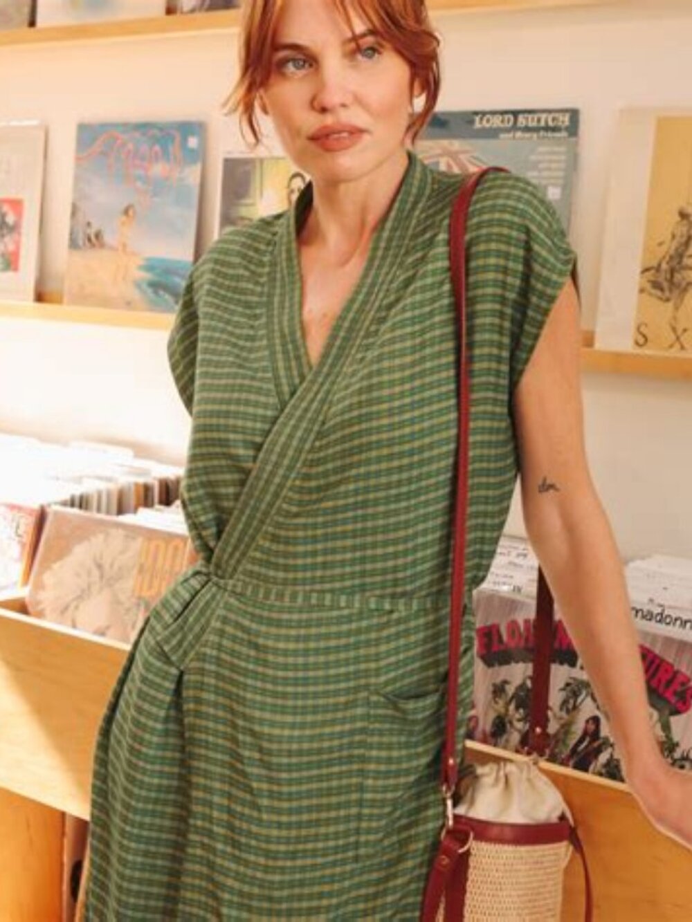 Aydın Reversible House Dress - Green/Plaid